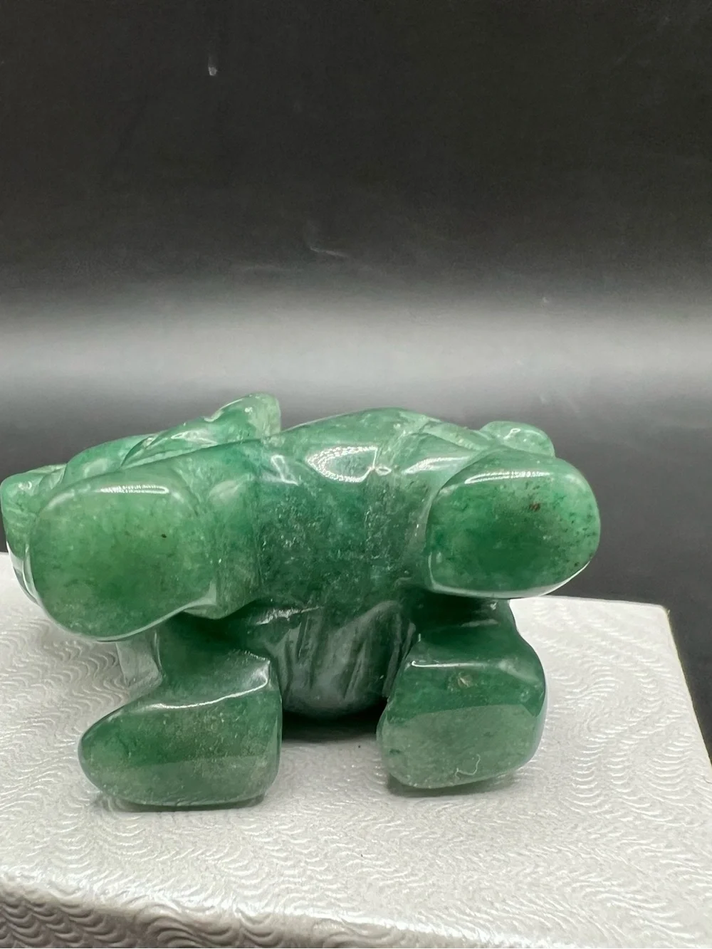 Lot of 2 Carved Stone Elephant Figurines Opalite & Green Aventurine Crystal 1.5”